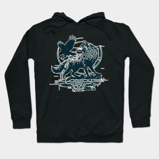 Retro Vintage Wolf and Raven Hoodie